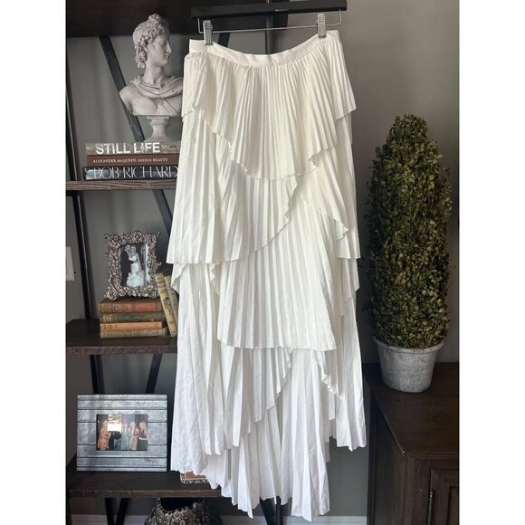 AMUR Ophelia Pleated Taffeta Maxi Skirt White Womens Size 8 - Picture 6 of 12